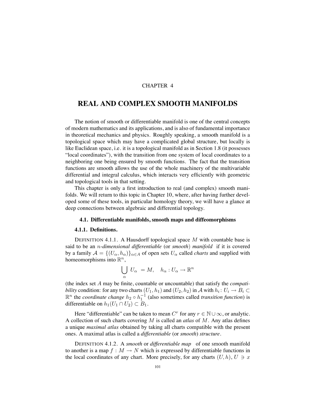 Real and Complex Smooth Manifolds