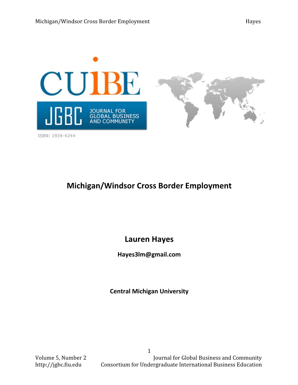 Michigan/Windsor Cross Border Employment Lauren Hayes