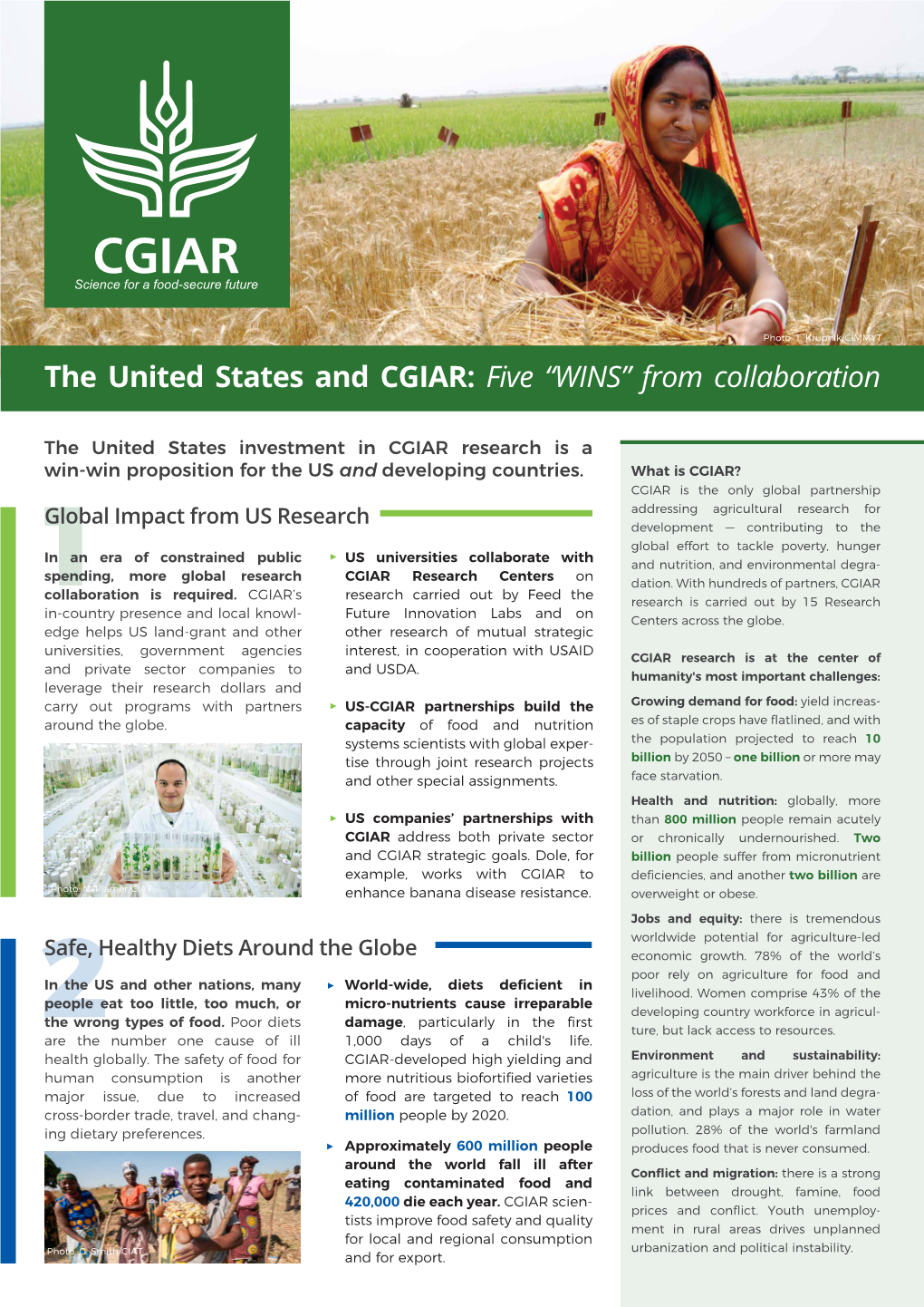 The United States and CGIAR: Five “WINS” from Collaboration