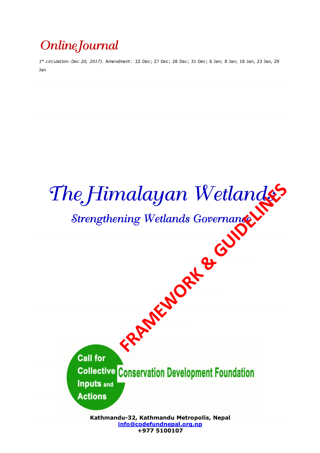 The Himalayan Wetlands Journal