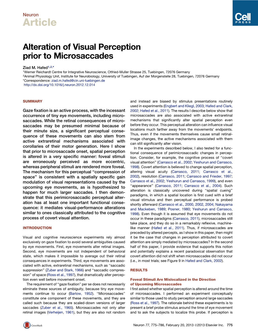 Alteration of Visual Perception Prior to Microsaccades