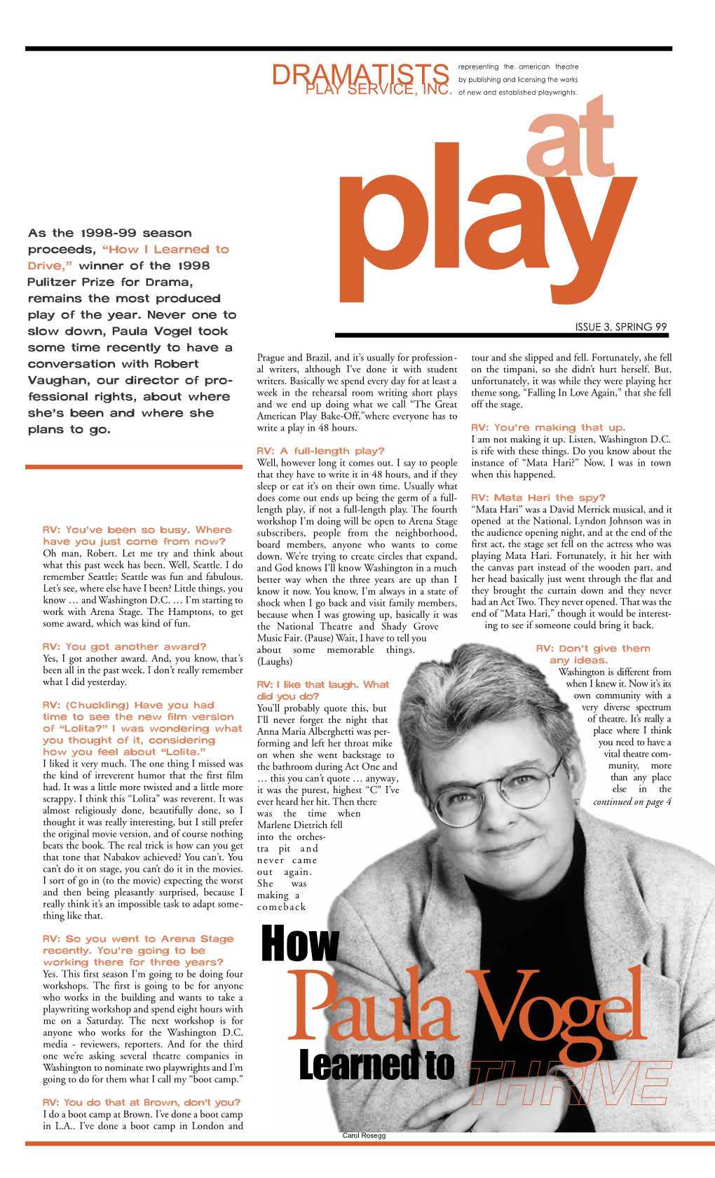 At Play, Issue 2) Was the First Thing I Saw