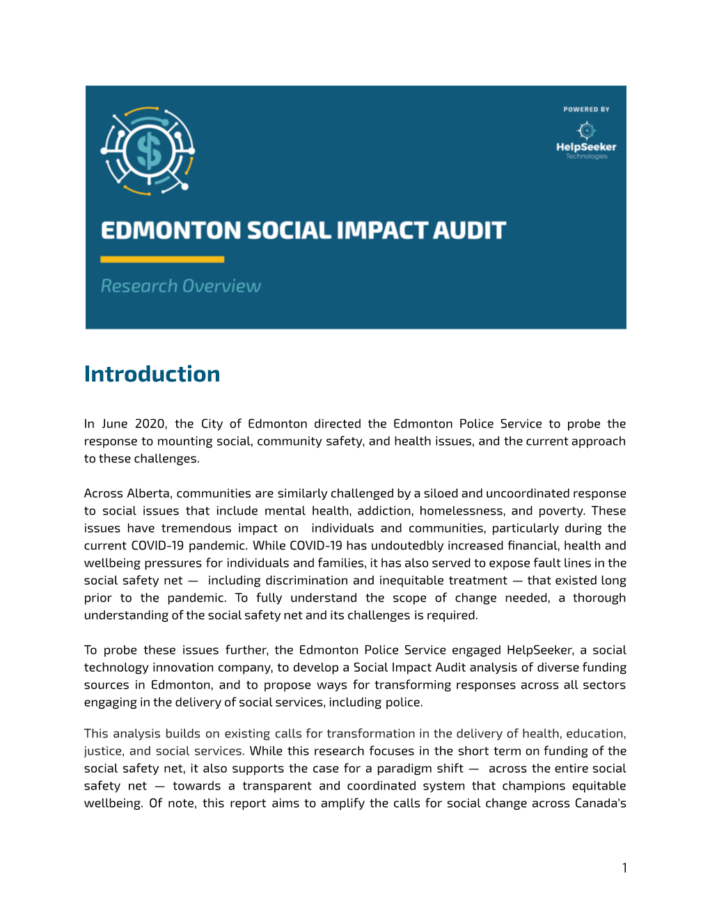 Edmonton Social Impact Audit Media Briefing