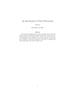 An Introduction of Tutte Polynomial