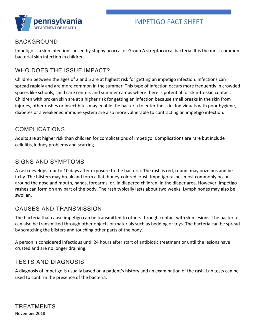 Impetigo Fact Sheet