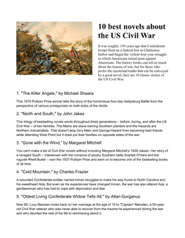 10 Best Novels About the US Civil War
