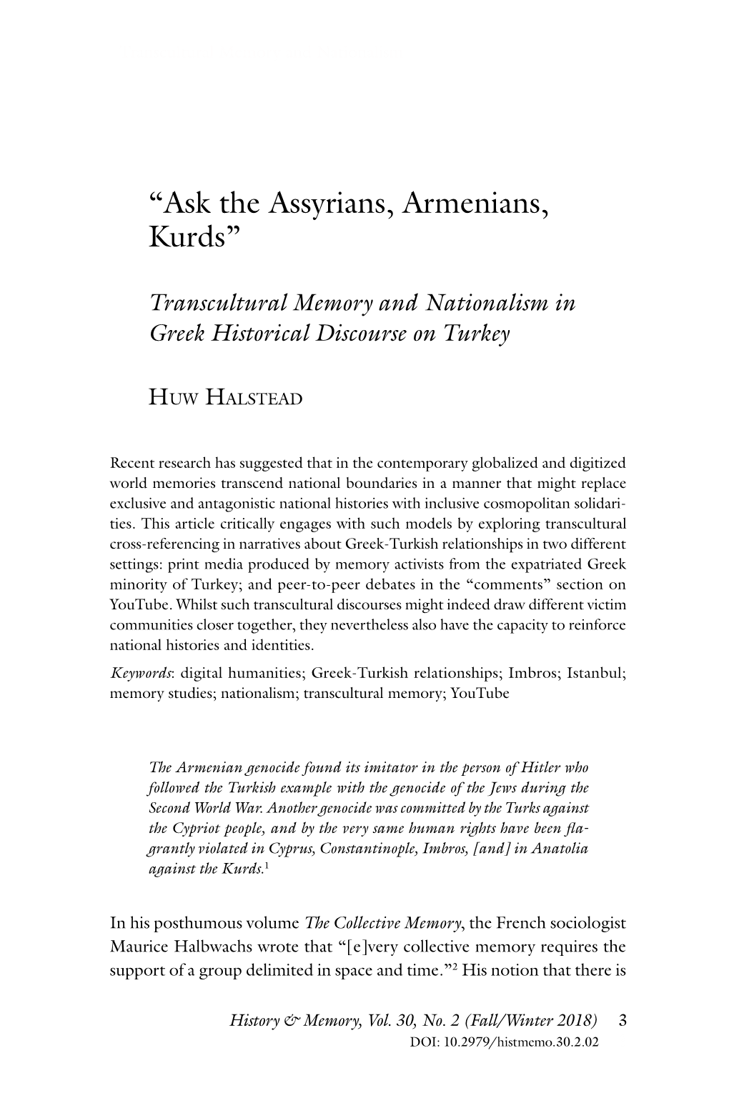 “Ask the Assyrians, Armenians, Kurds”