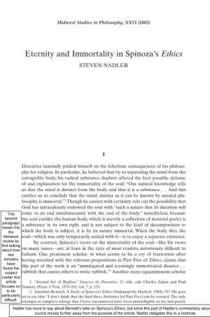 Eternity and Immortality in Spinoza's Ethics