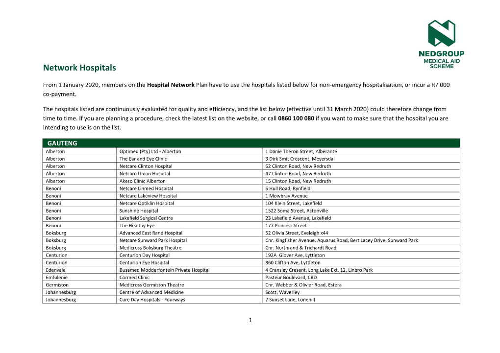 Network Hospitals