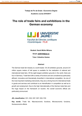 The Role of Trade Fairs and Exhibitions in the German Economy