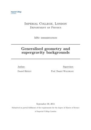 Generalised Geometry and Supergravity Backgrounds
