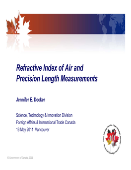 Refractive Index of Air and Precision Length Measurements