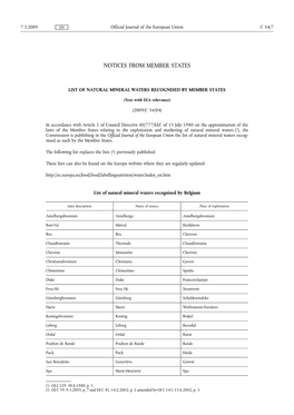 Notices from Member States