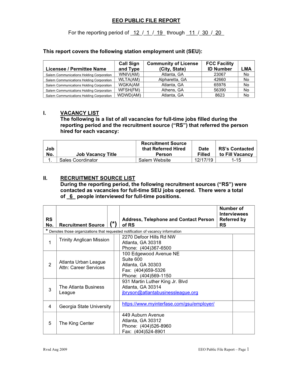 Eeo Public File Report