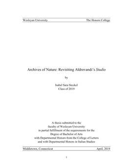Archives of Nature: Revisiting Aldrovandi's Studio