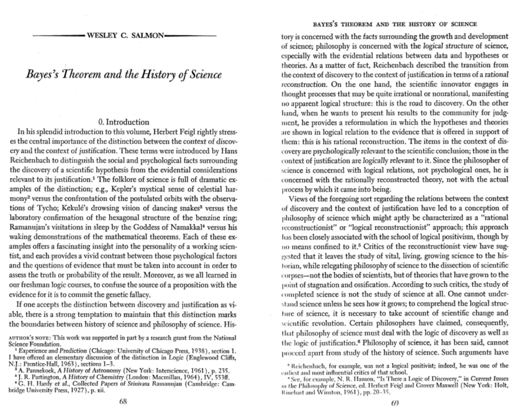 Bayes's Theorem and the History of Science -----Wesley C