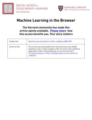 Machine Learning in the Browser