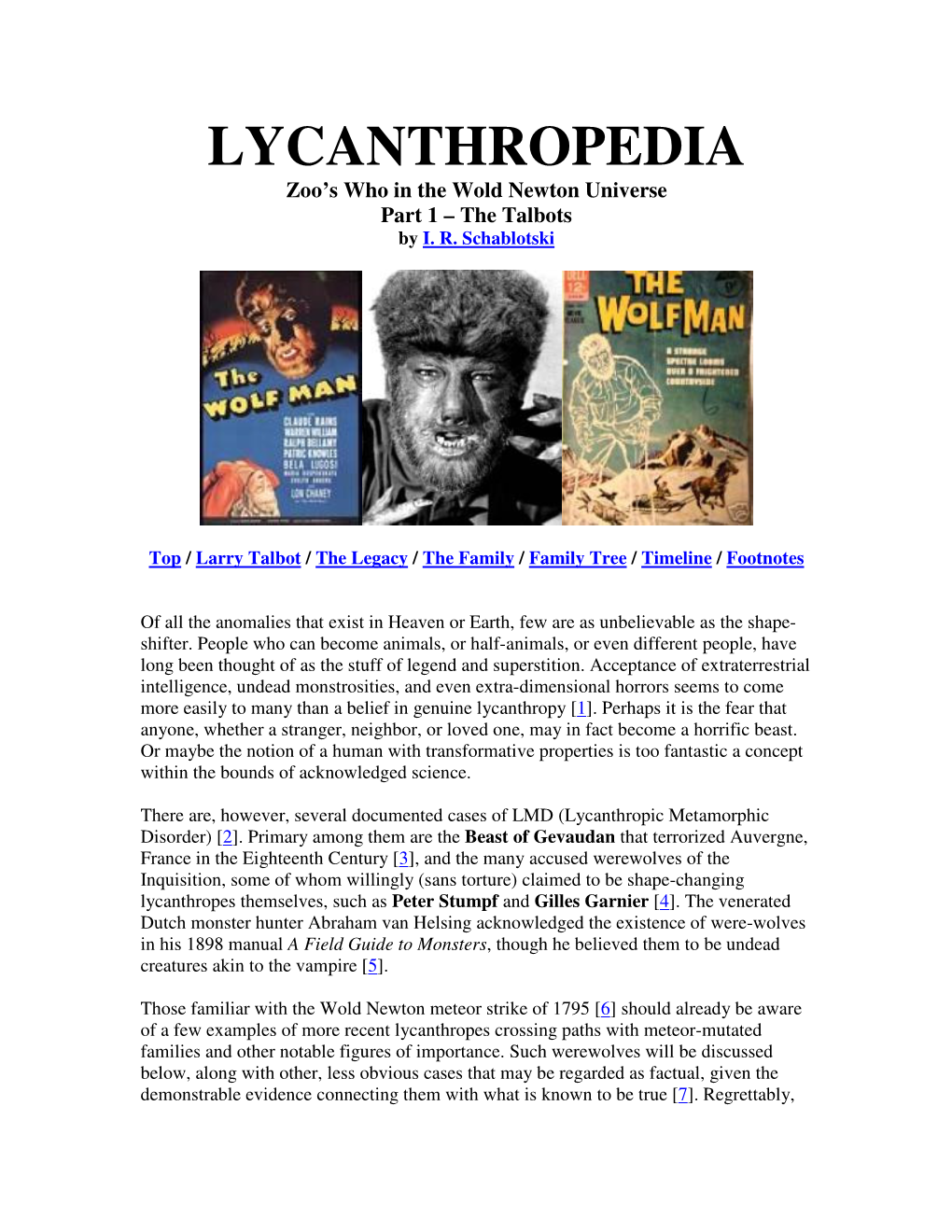 LYCANTHROPEDIA: Zoo's Who in the Wold Newton Universe