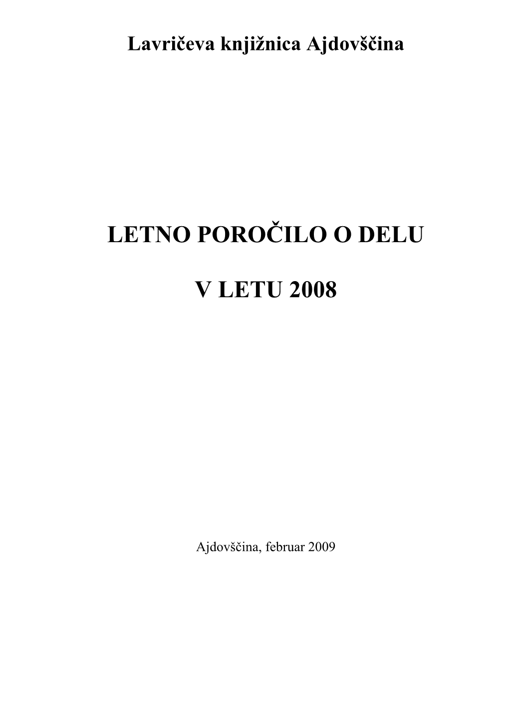 Poslovno Poročilo 2008