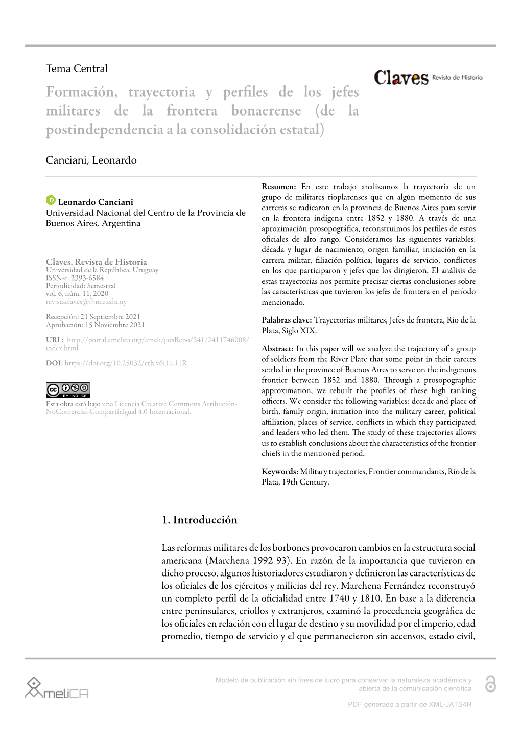 Formación, Trayectoria Y Perfiles De Los Jefes Militares De La Frontera