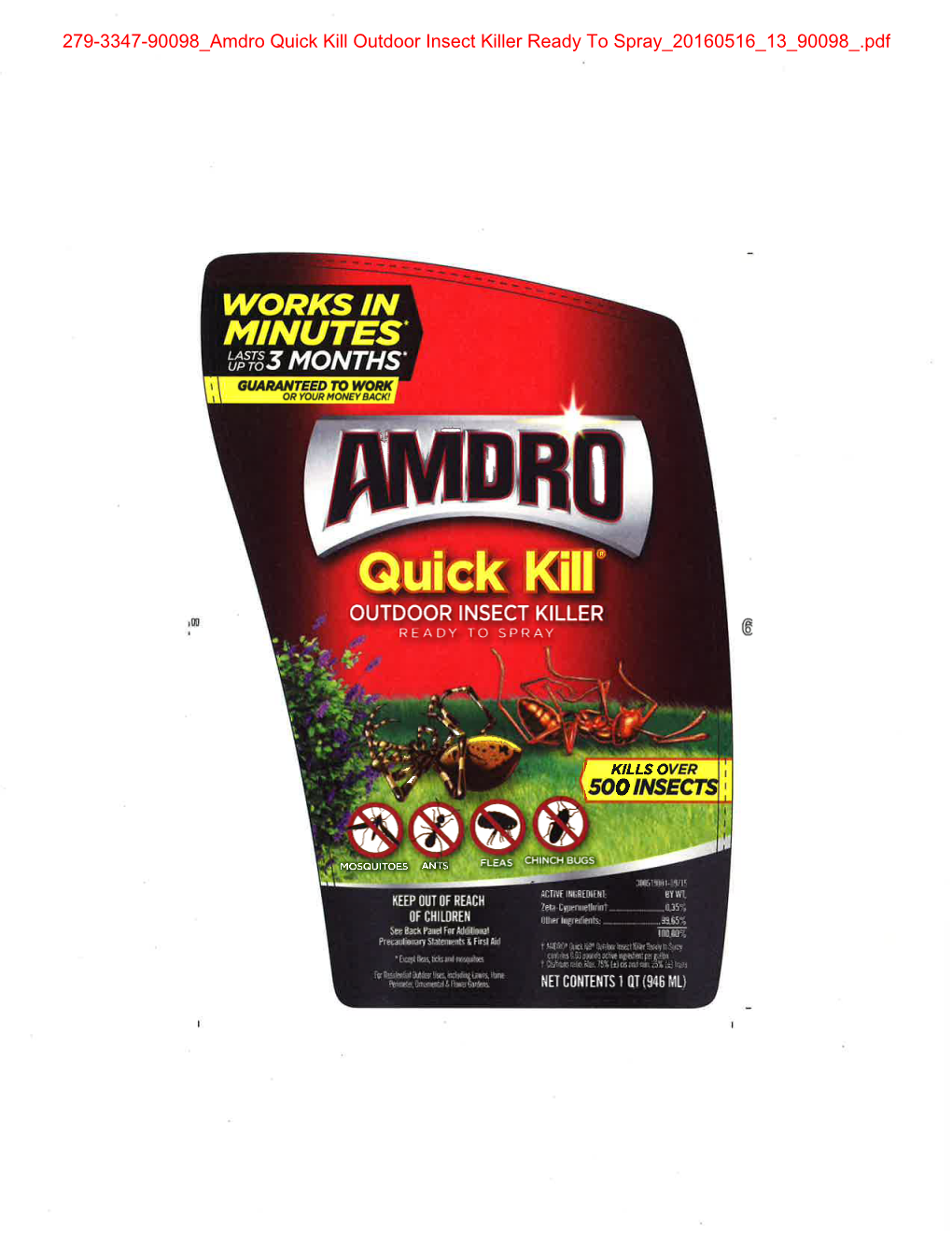 Ouick Kill OUTDOOR INSECT KILLER READY to SPRAY 6