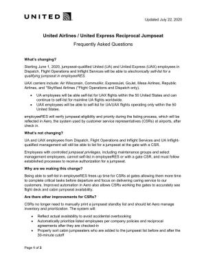 United Airlines / United Express Reciprocal Jumpseat