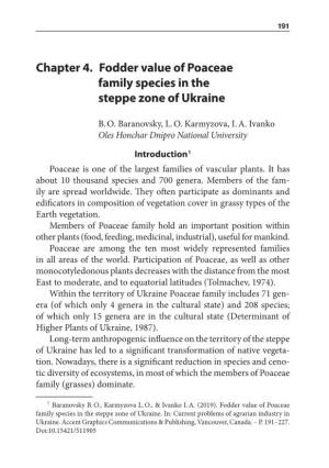 Chapter 4. Fodder Value of Poaceae Family Species in the Steppe Zone of Ukraine