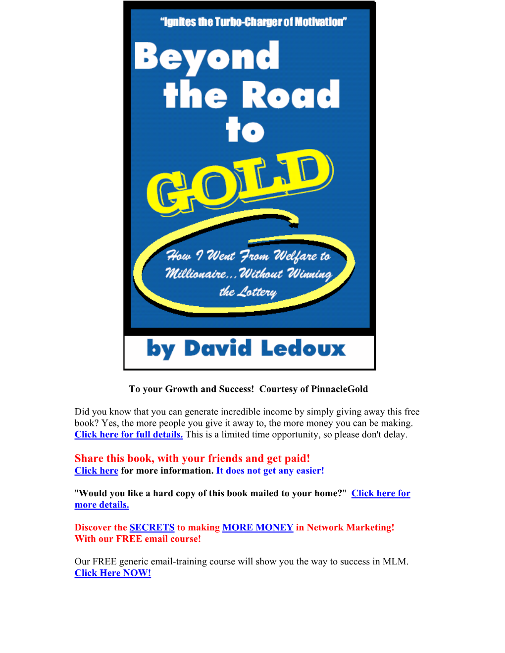 What Leading Voices Are Saying About David Ledoux’S Beyond the Road to Gold: How I Went from Welfare to Millionaire Without Winning the Lottery