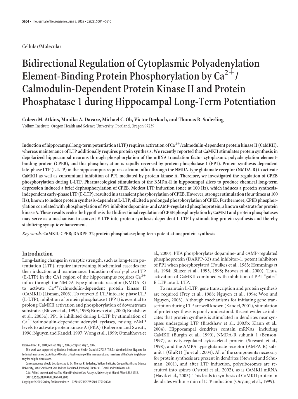 Bidirectional Regulation of Cytoplasmic Polyadenylation