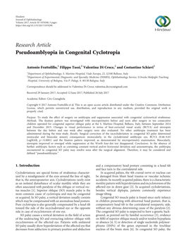 Pseudoamblyopia in Congenital Cyclotropia