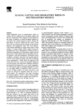 Acacia, Cattle and Migratory Birds in Southeastern Mexico