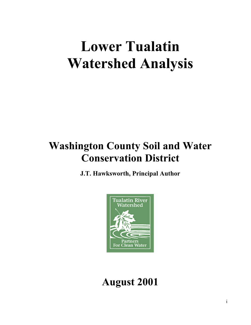 Lower Tualatin Watershed Analysis 2001