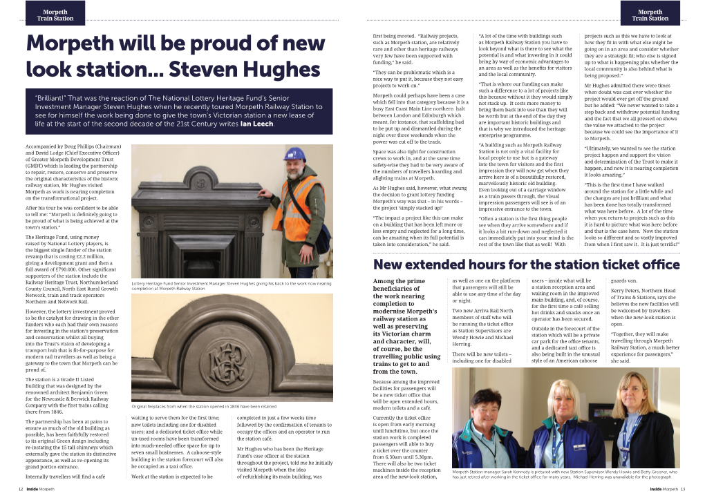 Morpeth Will Be Proud of New Look Station... Steven Hughes