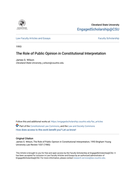 The Role of Public Opinion in Constitutional Interpretation