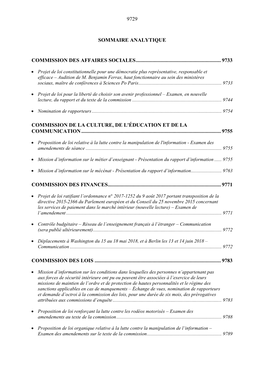 9729 Sommaire Analytique Commission Des Affaires