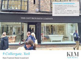 9 Colliergate, York Rare Freehold Retail Investment Location