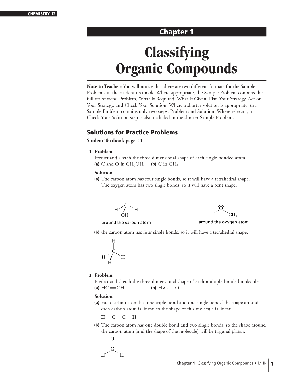 Chapter 1 Classifying Organic Compounds