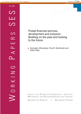 Postal Financial Services, Development and Inclusion. Building on the Past