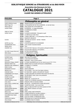 Catalogue 2021 Classé Par Genres Littéraires