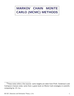 Markov Chain Monte Carlo (Mcmc) Methods