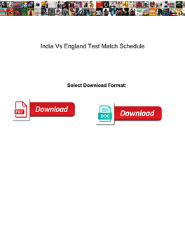 India Vs England Test Match Schedule