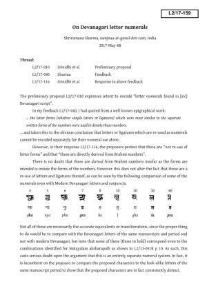 On Devanagari Letter Numerals