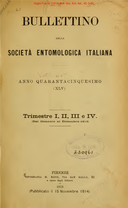 Bollettino Della Società Entomologica Italiana