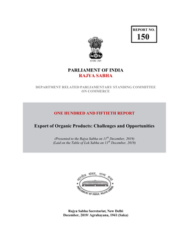 PARLIAMENT of INDIA RAJYA SABHA Export of Organic Products