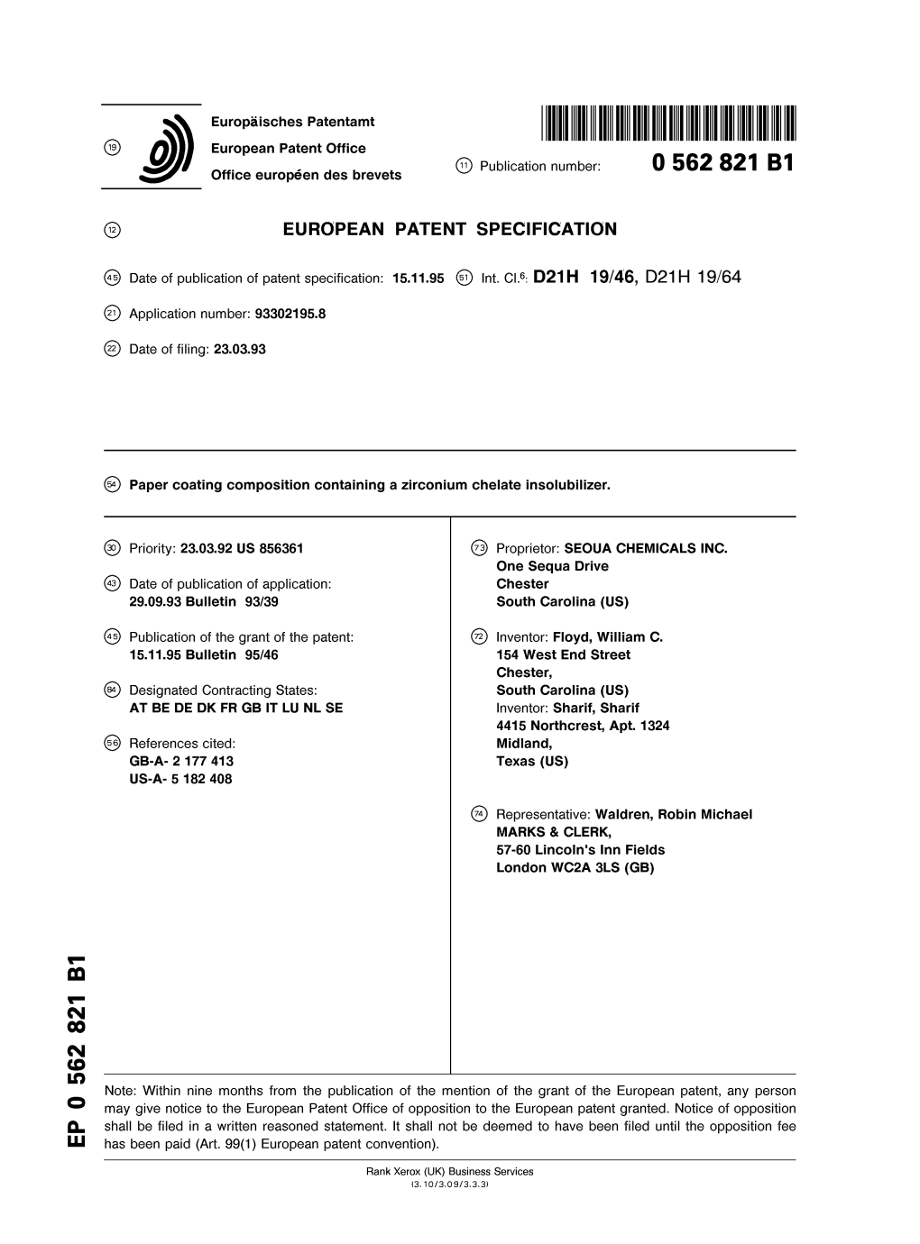 Paper Coating Composition Containing a Zirconium Chelate Insolubilizer