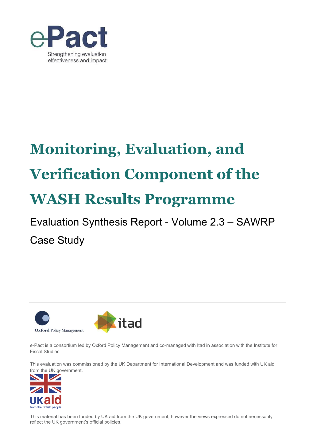 Evaluation Synthesis Report - Volume 2.3 – SAWRP Case Study