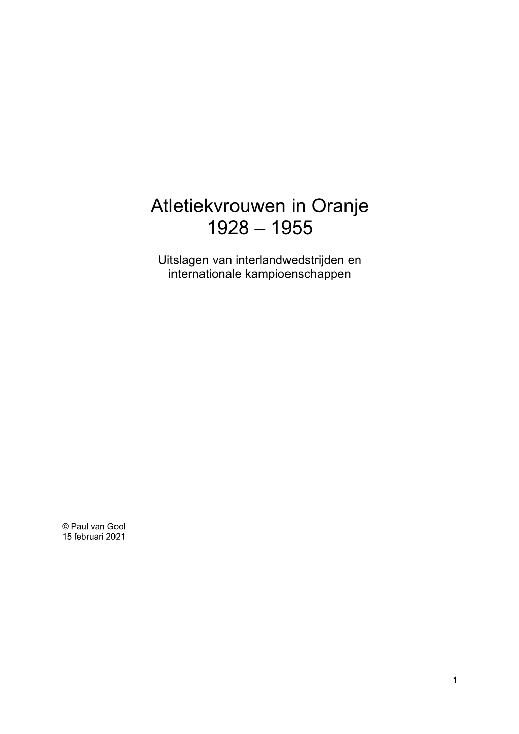 Atletiekvrouwen in Oranje 1928 – 1955