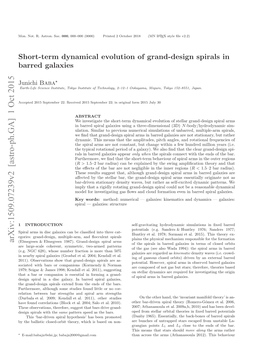 Short-Term Dynamical Evolution of Grand-Design Spirals in Barred