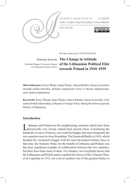 The Change in Attitude of the Lithuanian Political Elite Towards Poland 83