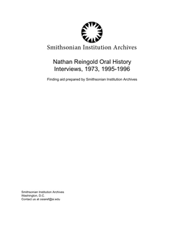 Nathan Reingold Oral History Interviews, 1973, 1995-1996